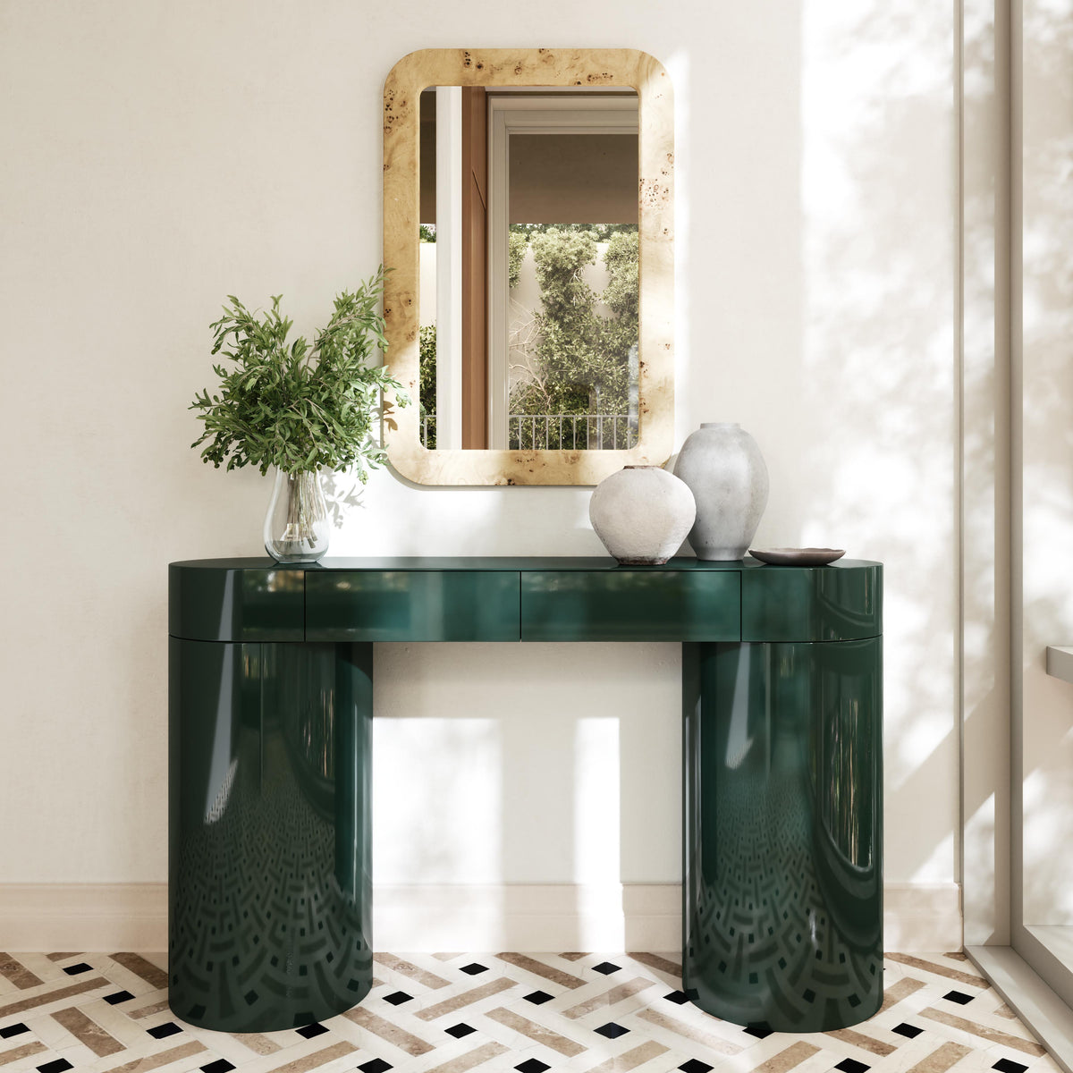 Mira Deep Green High Gloss Console Table