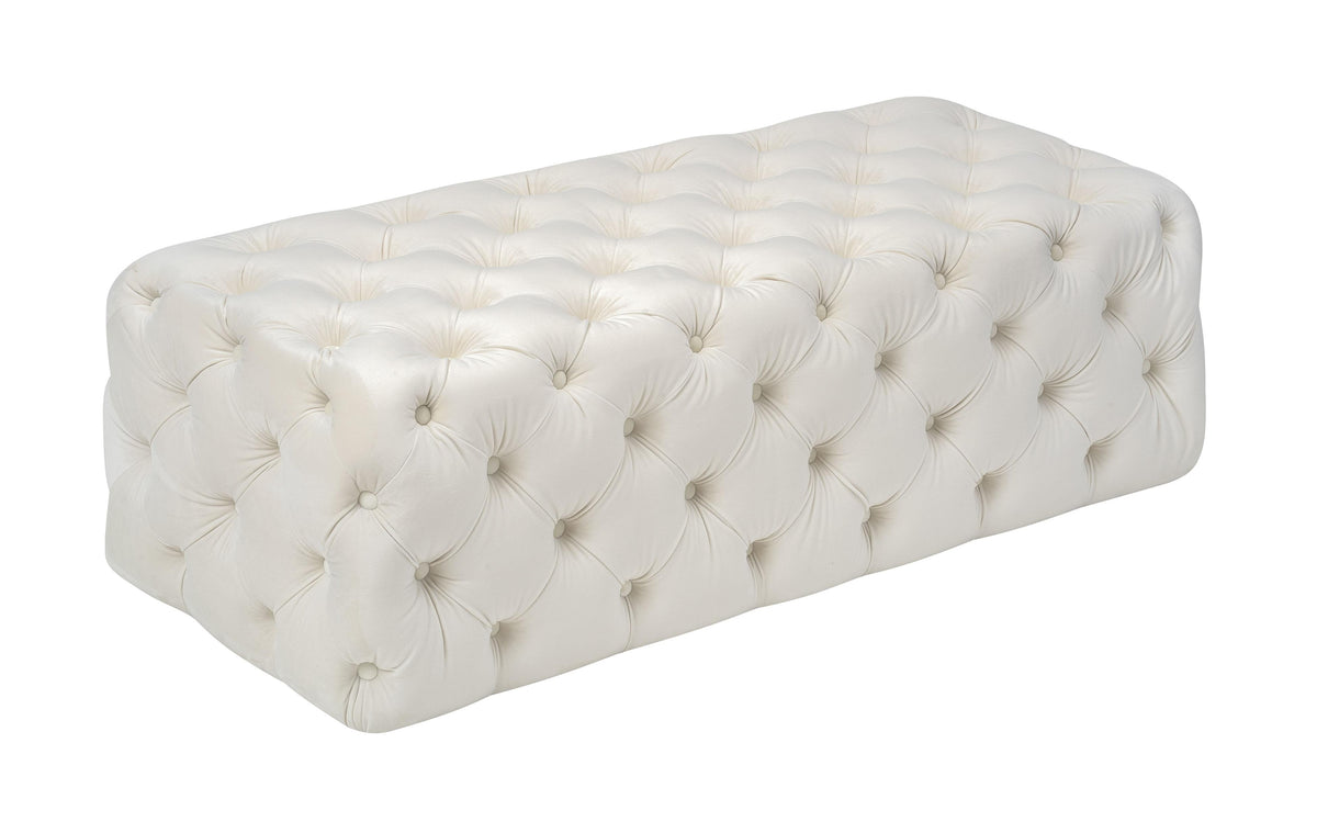 Kaylee Cream Velvet Ottoman