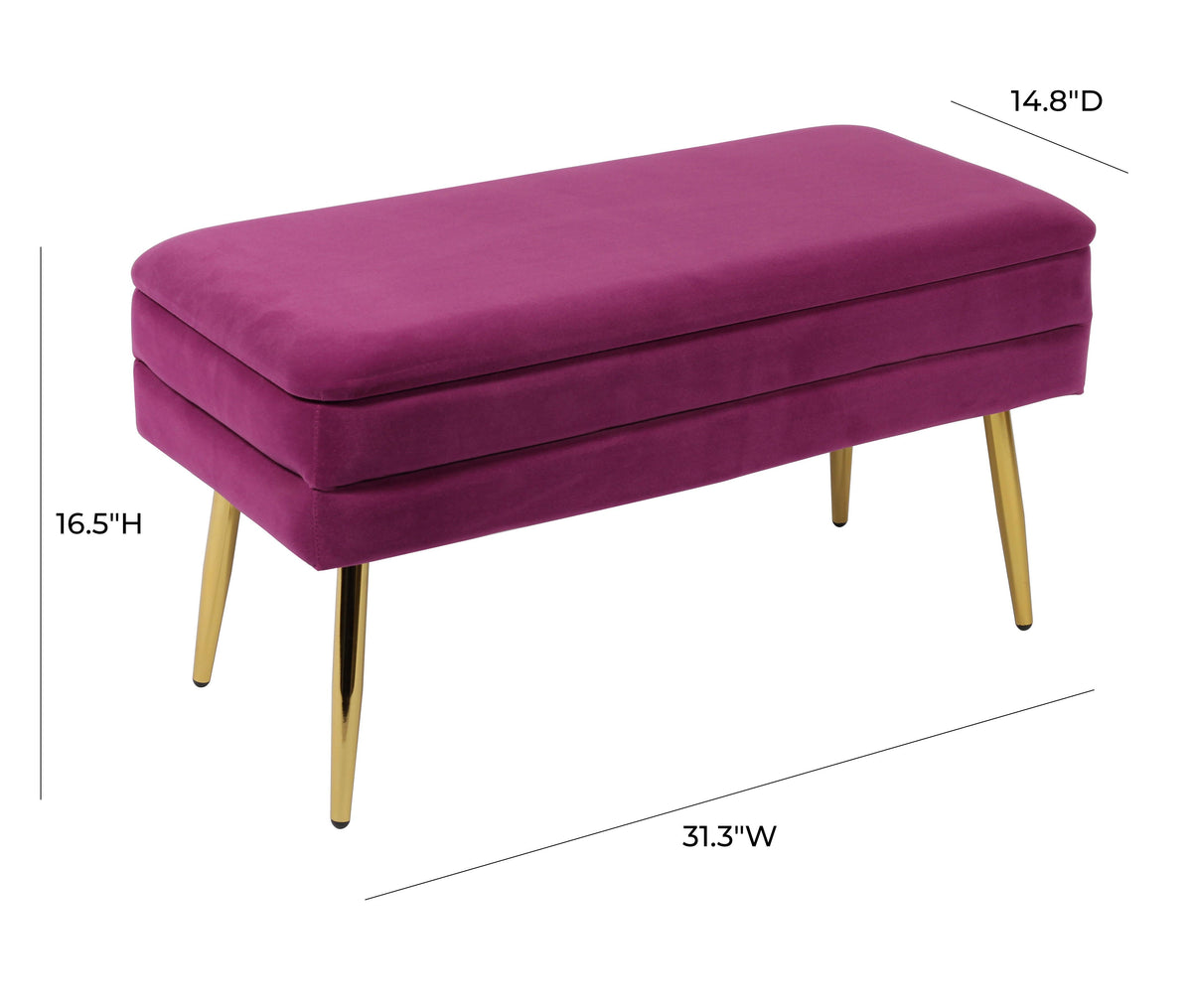 Ziva Plum Velvet Storage Bench