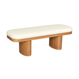 Ollie White Performance Boucle Wooden Bench