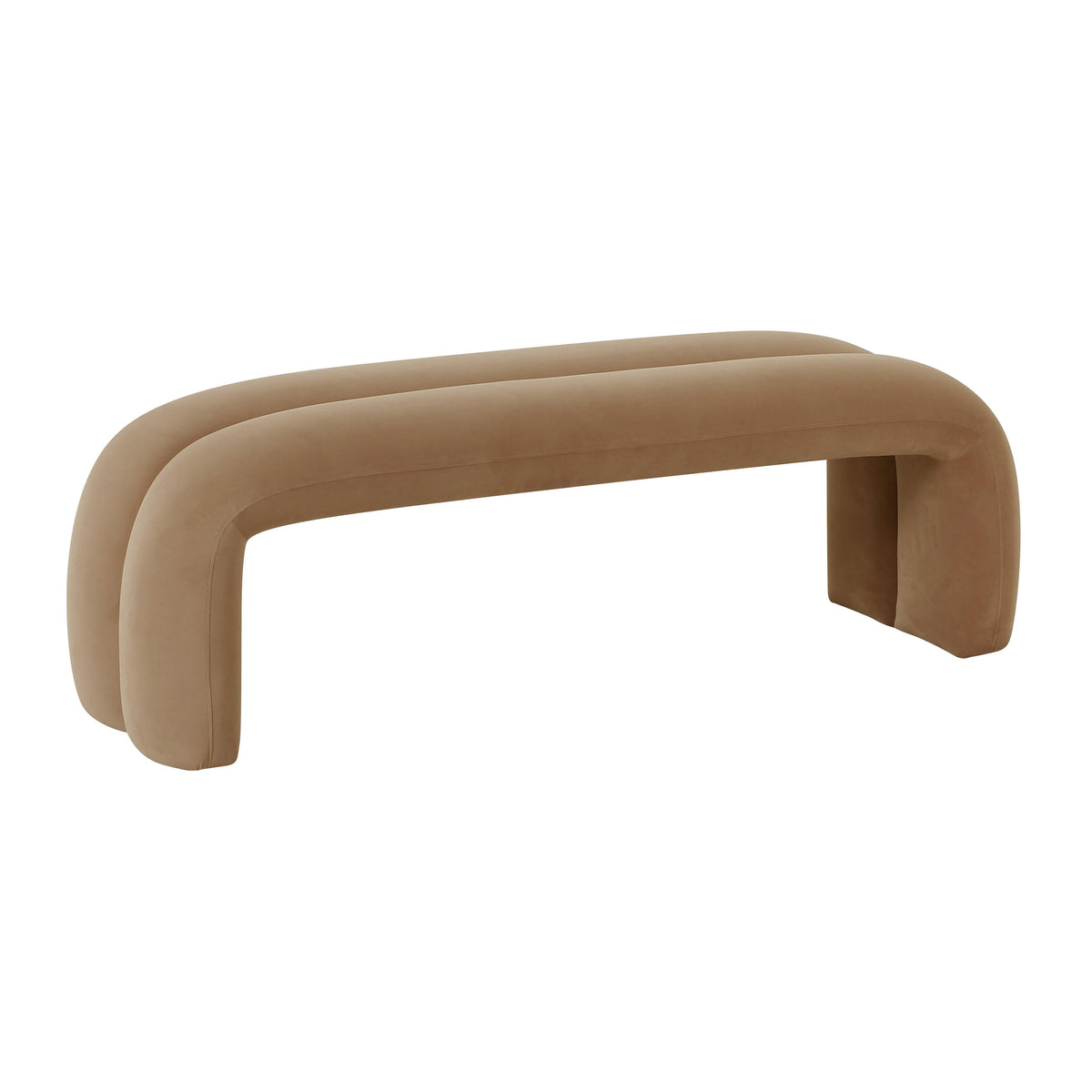 Leigh Taupe Velvet Channeled Bench - UK