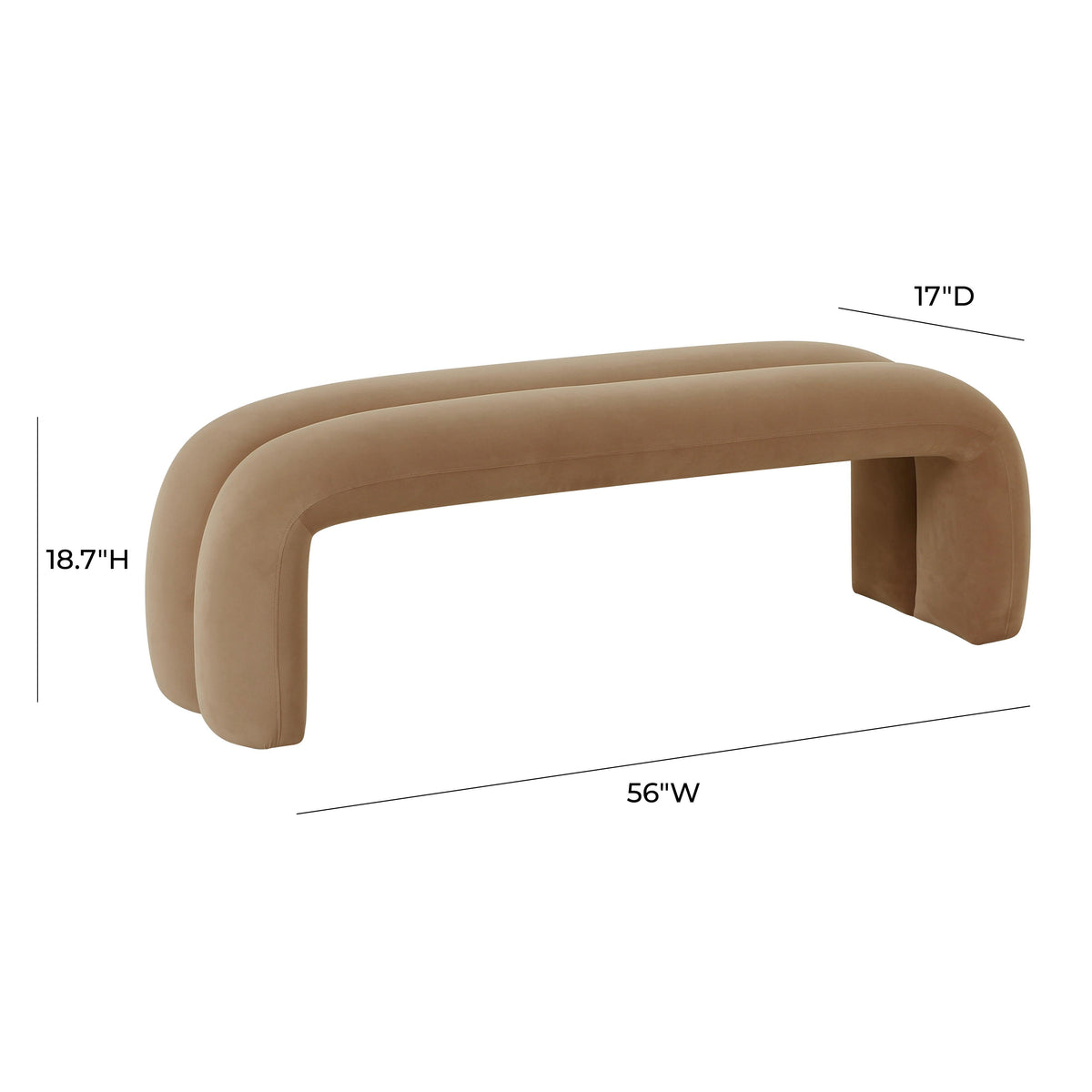 Leigh Taupe Velvet Channeled Bench - UK