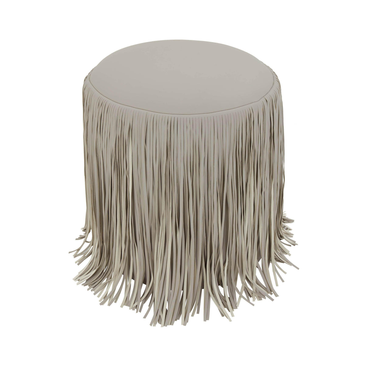 Shag Me Grey Performance Vegan Leather Ottoman