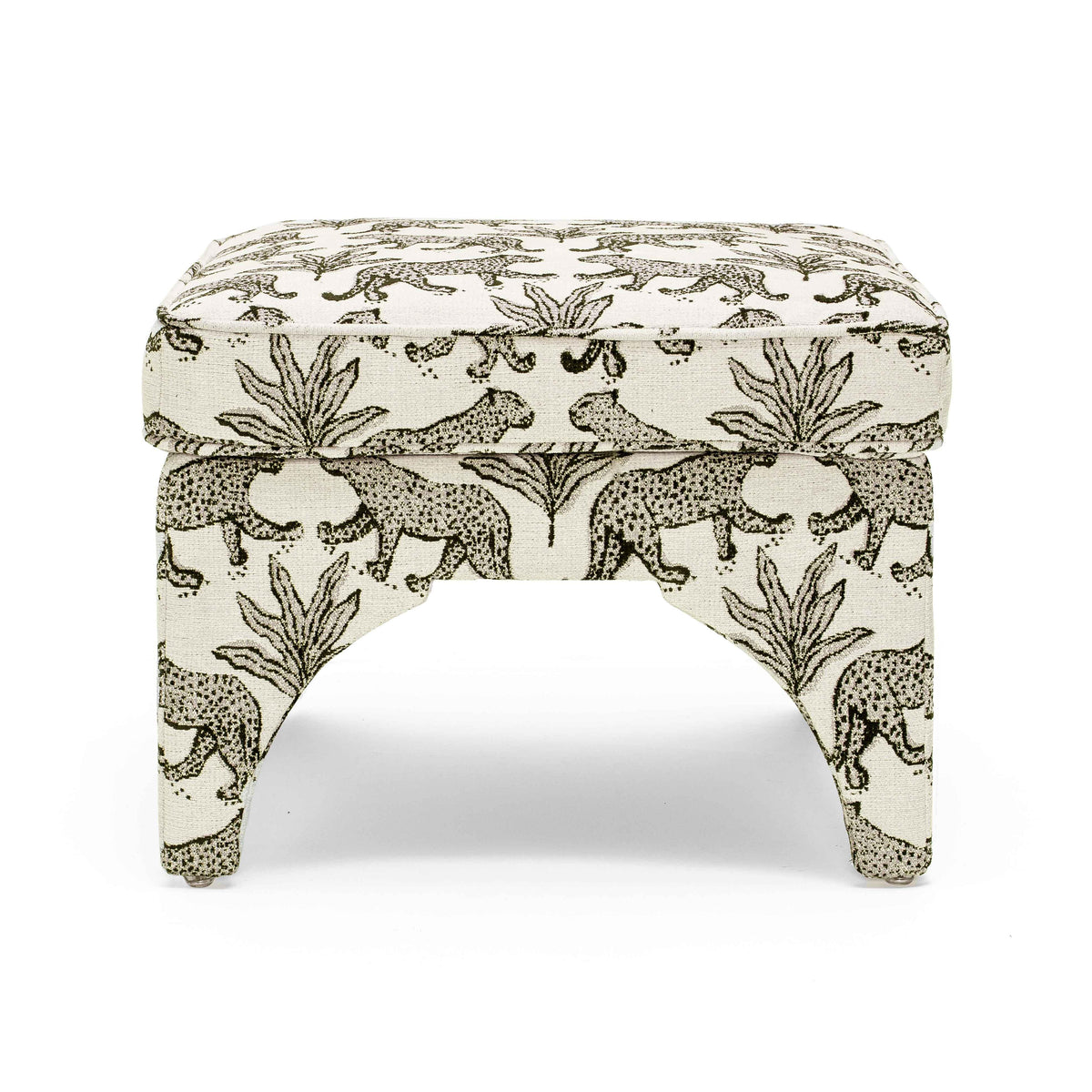 Raji Cream Leopard Jacquard Ottoman