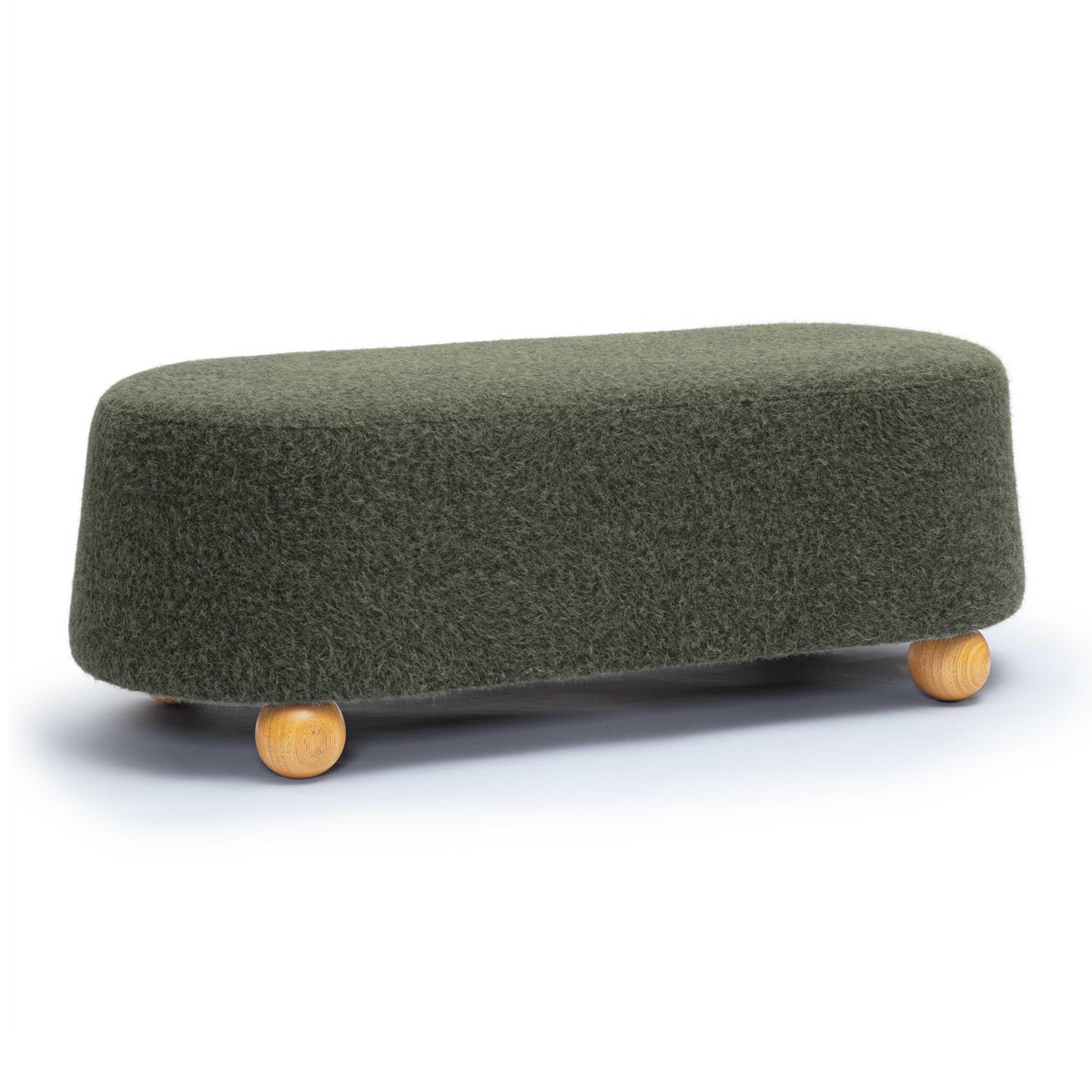 Jaine Forest Green Loose Mohair Large Ottoman