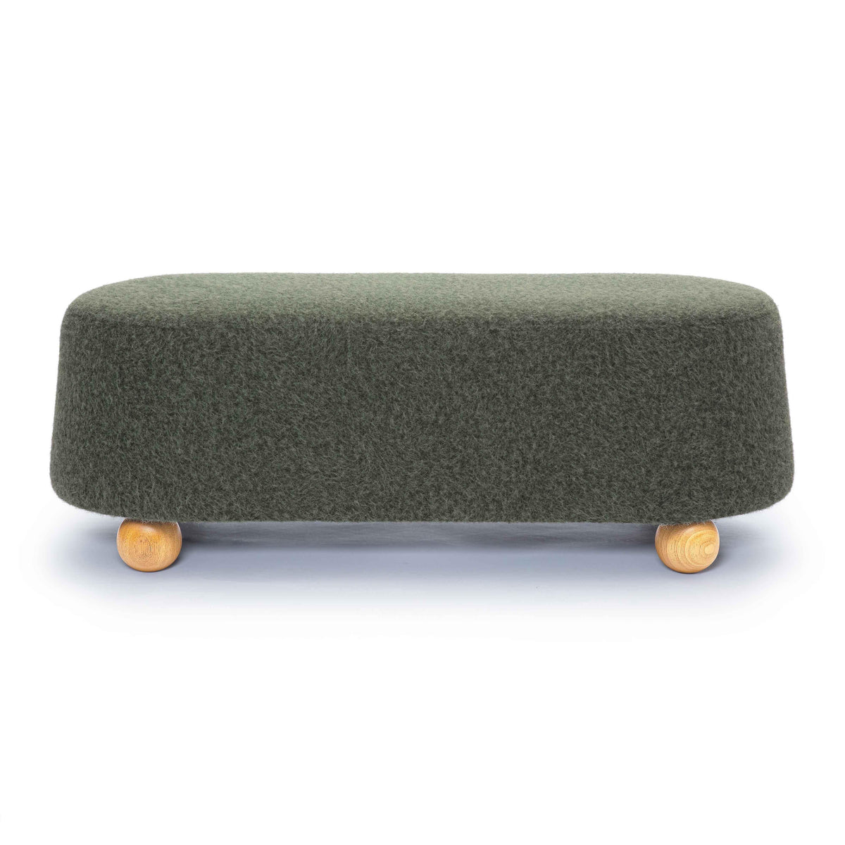Jaine Forest Green Loose Mohair Large Ottoman