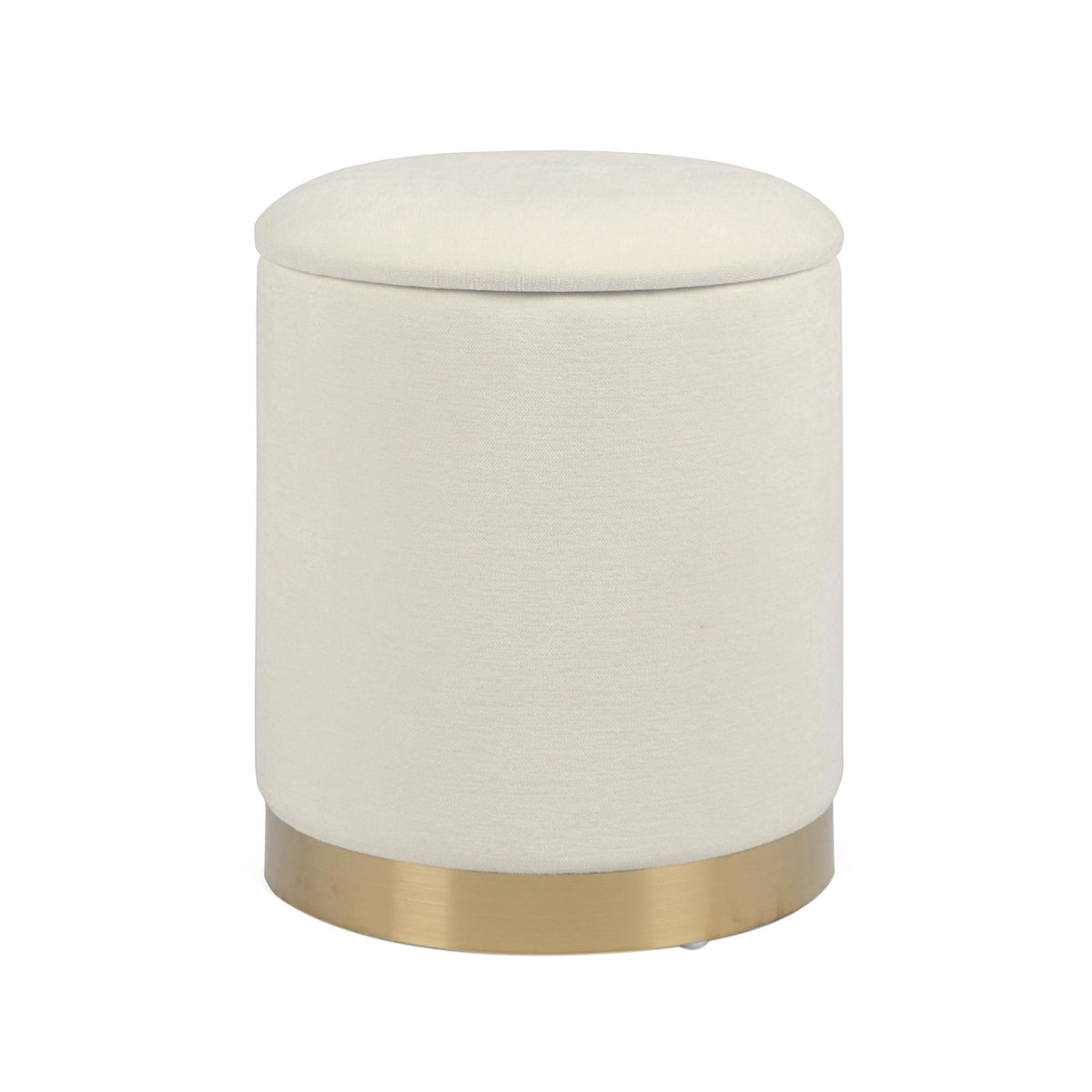 Zoe Cream Chenille Storage Ottoman