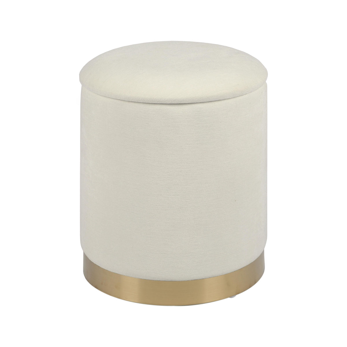 Zoe Cream Chenille Storage Ottoman
