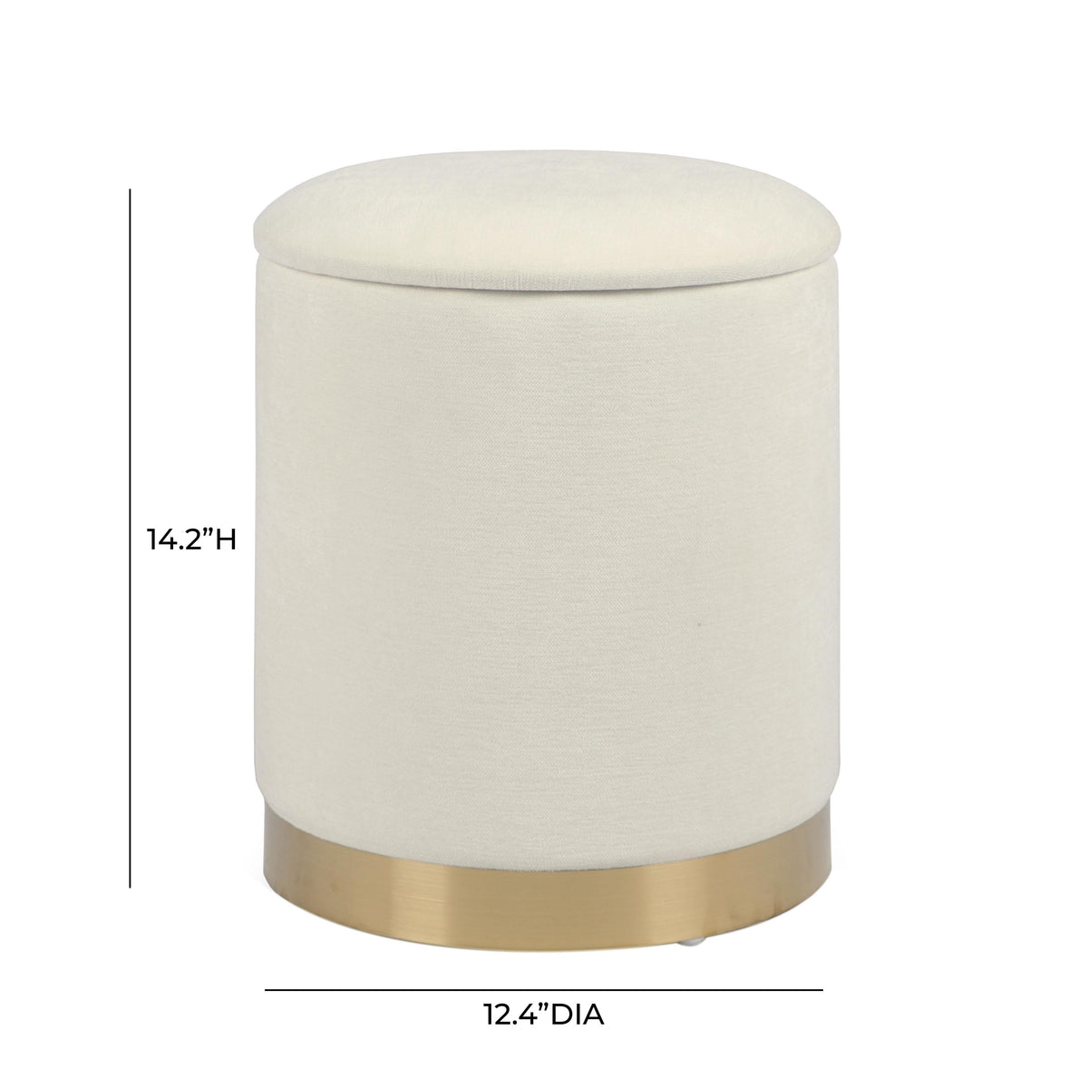 Zoe Cream Chenille Storage Ottoman