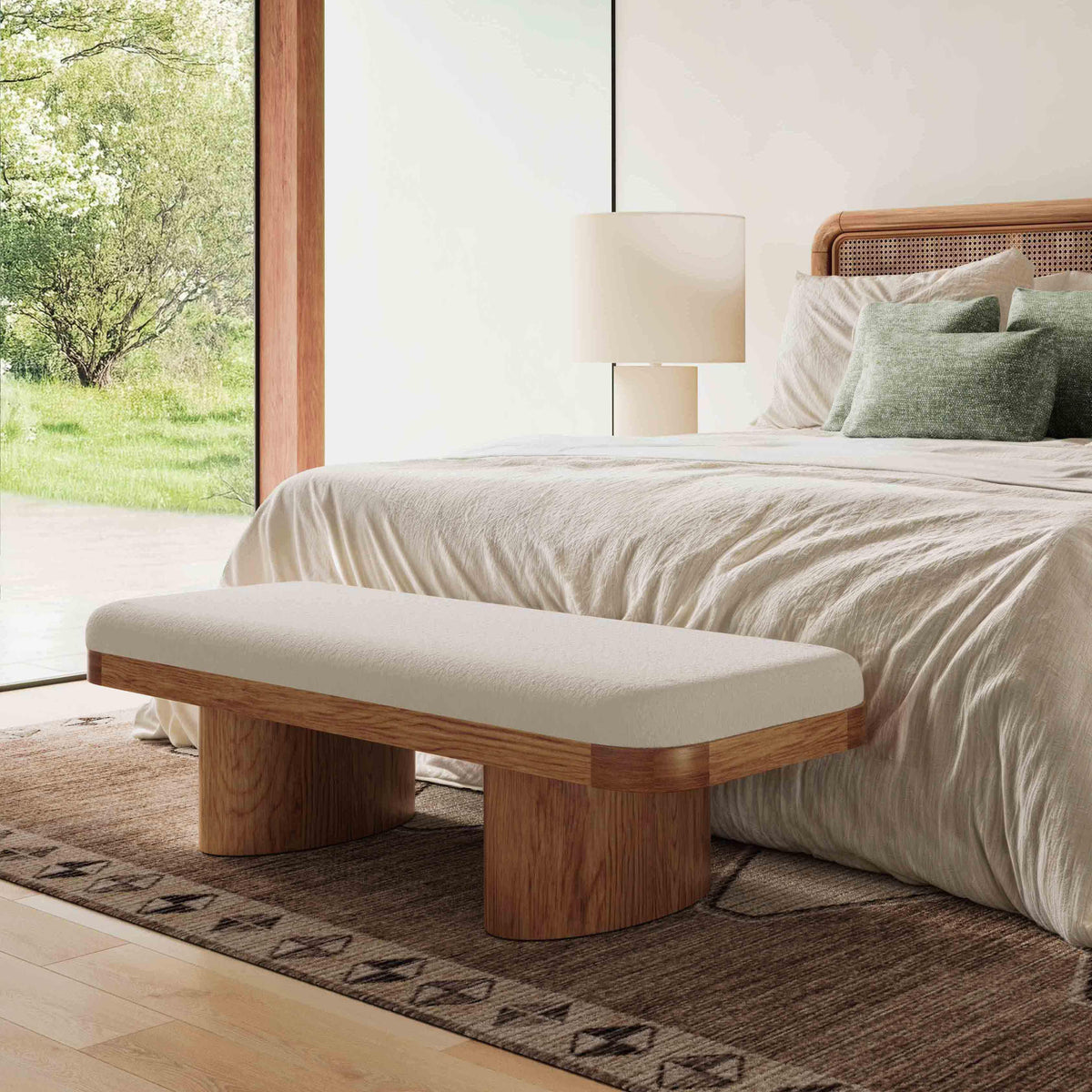 Ollie White Performance Boucle Large Bench