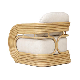 Lauretta Cream Fabric and Natural Rattan Accent Chair