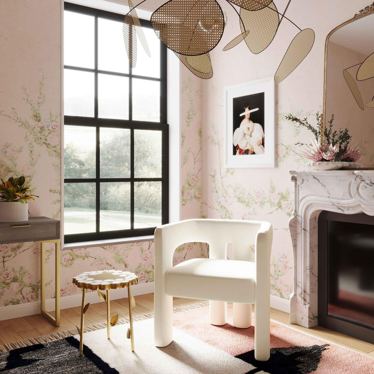 Sloane Cream Velvet Chair - UK