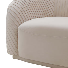 Yara Pleated Beige Velvet Sofa