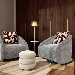 Rory Grey Boucle Swivel Chair