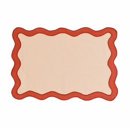 Scalloped Edge Rust and Orange Cotton Placemat - Set of 4