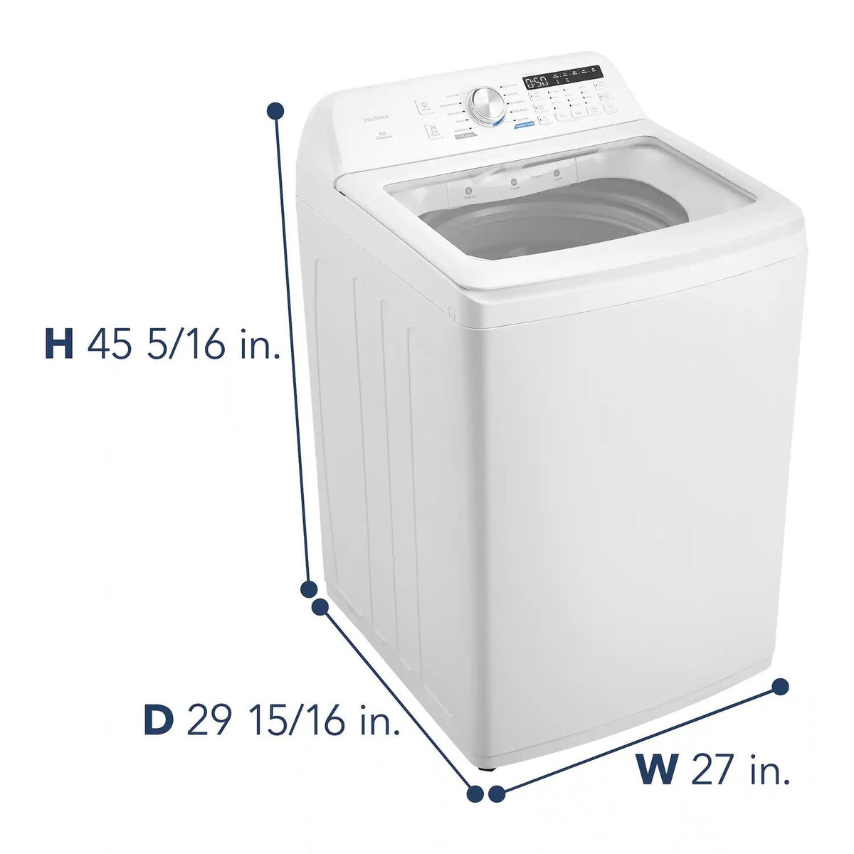 Package - Insignia™ - 4.1 Cu. Ft. Top Load Washer with ColdMotion Technology and 7 Cu. Ft. Electric Dryer with Sensor Dry - White