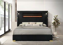 Romance2 Black Platform Bed | Free TV