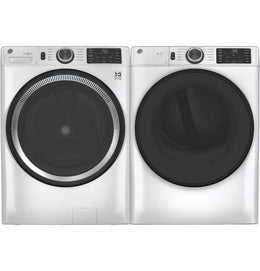 Package - GE - 4.8 Cu. Ft. High-Efficiency Stackable Smart Front Load Washer w/ Odorblock Ultra Fresh Vent System & Microban Technology and 7.8 Cu. Ft. Stackable Smart 10-Cycle Electric Dryer - White