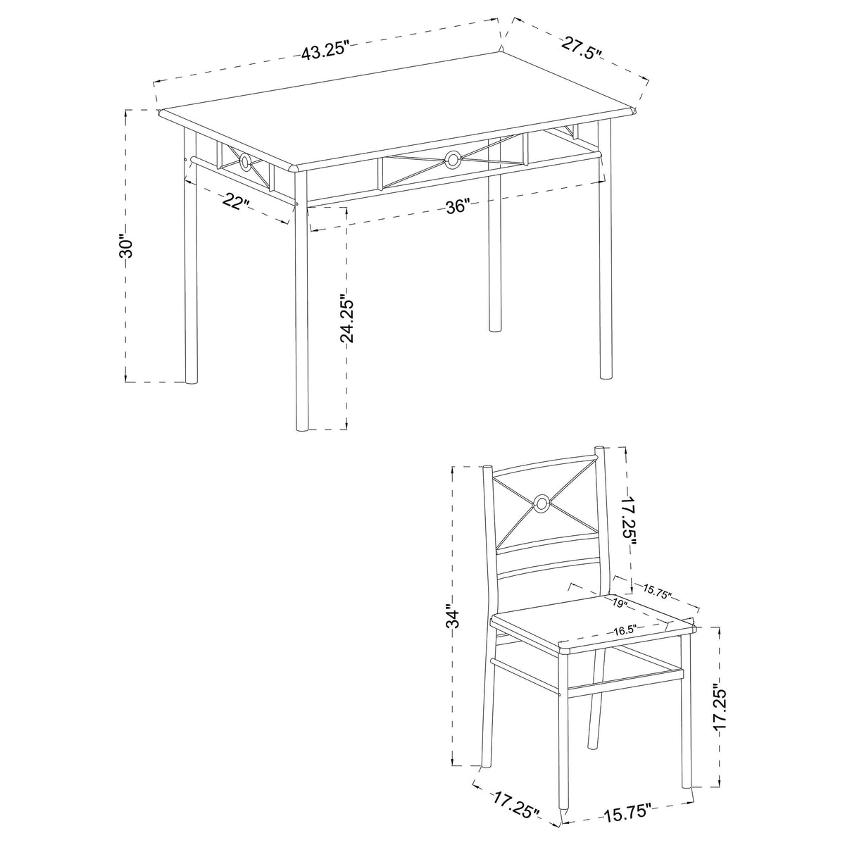 Anna  Rectangular Dining Table Set Dark