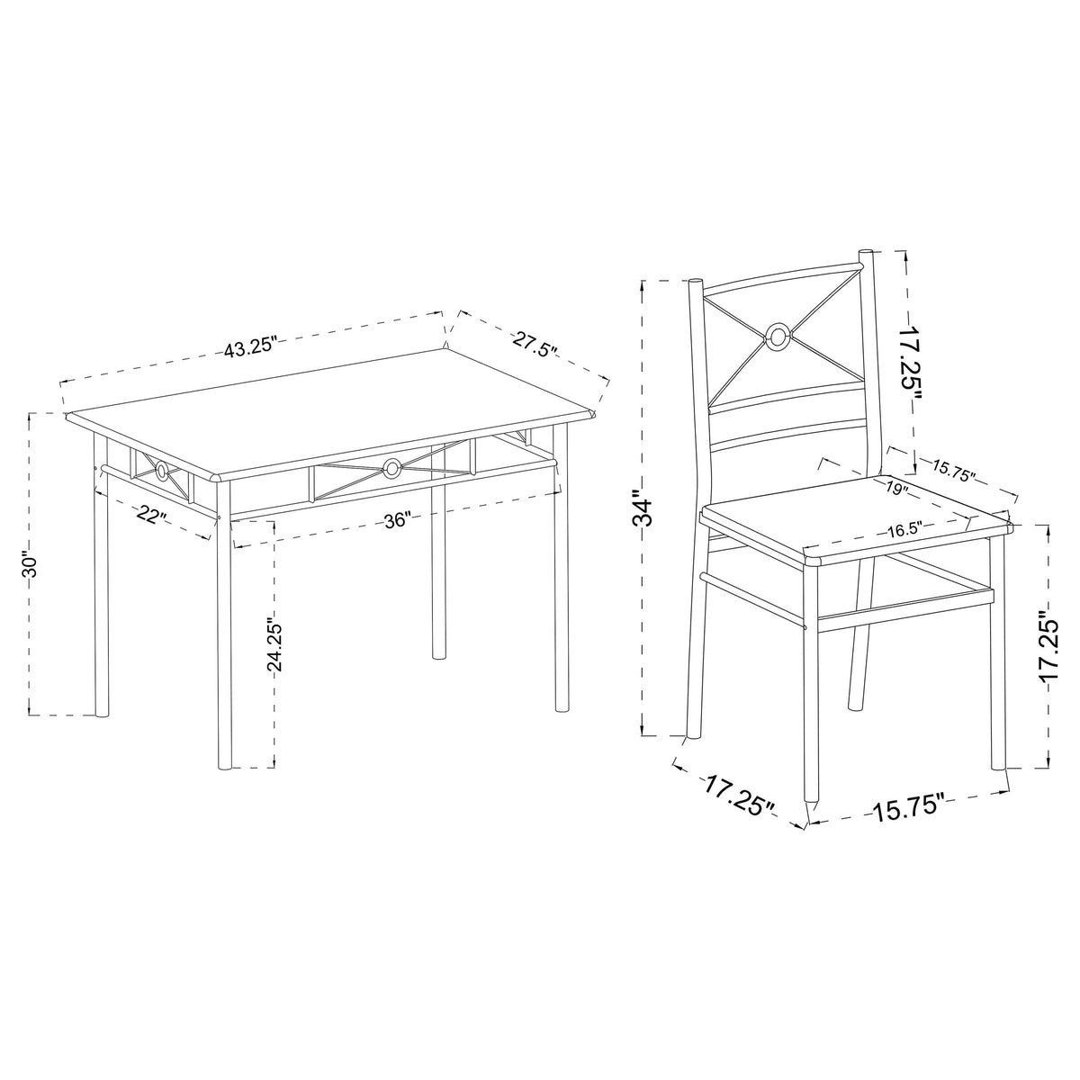 Anna  Rectangular Dining Table Set Dark