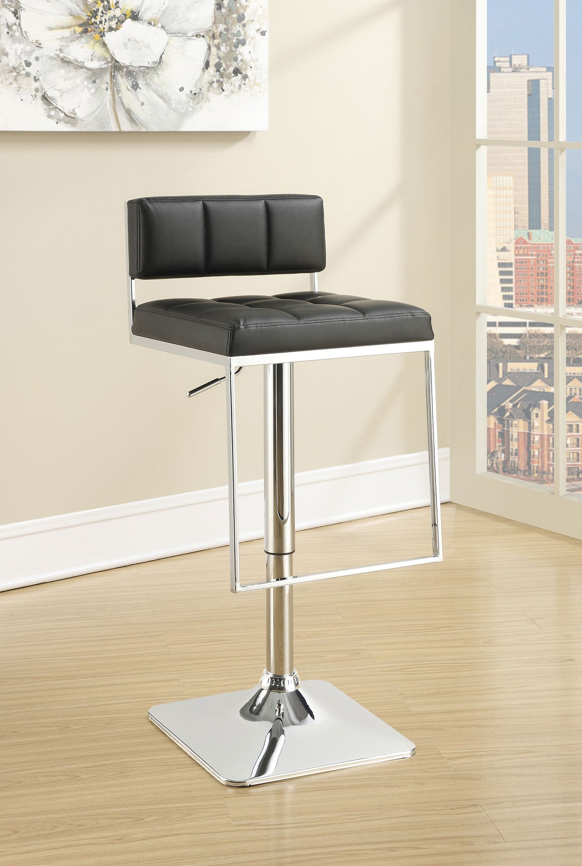Alameda Adjustable Bar Stool Chrome and Black / Grey