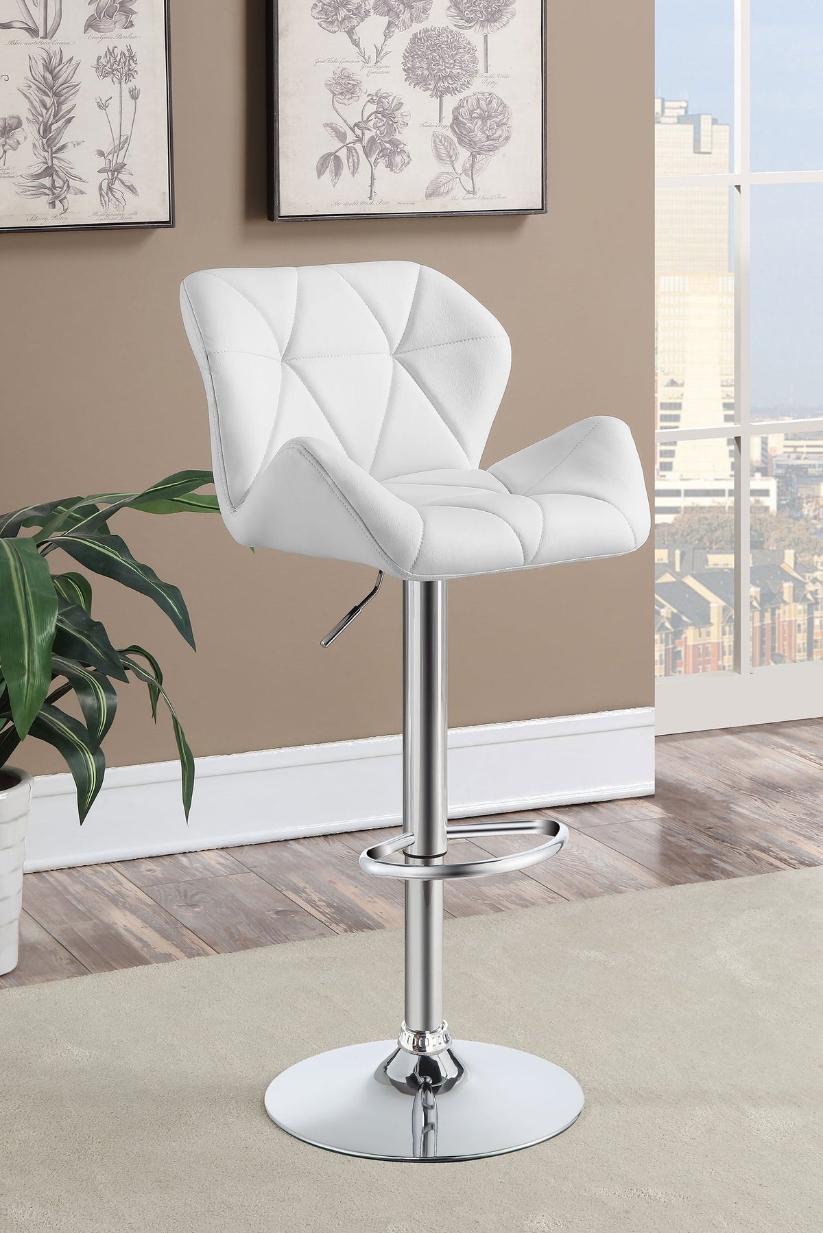 Berrington Upholstered Adjustable Bar Stool Grey (Set of 2)