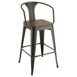 Cavalier  Square Bar Table Set Dark Elm and Black