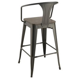 Cavalier  Square Bar Table Set Dark Elm and Black