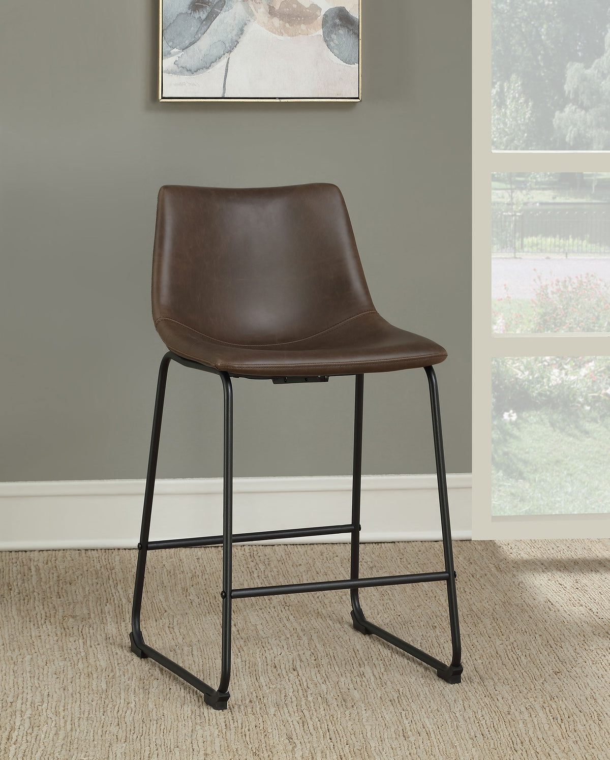 Michelle Upholstered Bar Chair Brown (Set of 2)