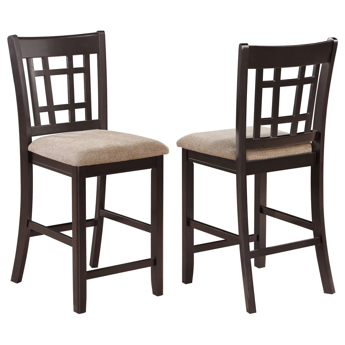 Lavon Wood Counter Chair Tan / Black and Espresso (Set of 2)