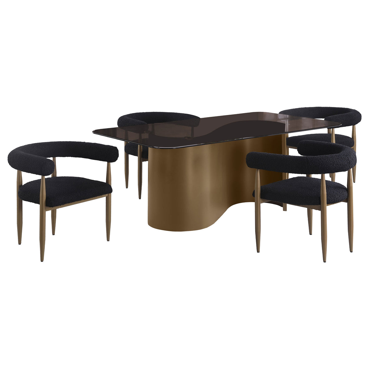 Edson  Rectangular Glass Top Dining Table Set Bronze