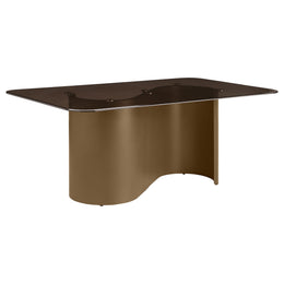 Edson  Rectangular Glass Top Dining Table Set Bronze