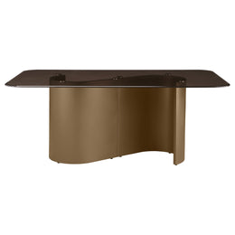 Edson  Rectangular Glass Top Dining Table Set Bronze