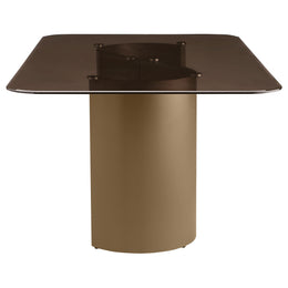 Edson  Rectangular Glass Top Dining Table Set Bronze