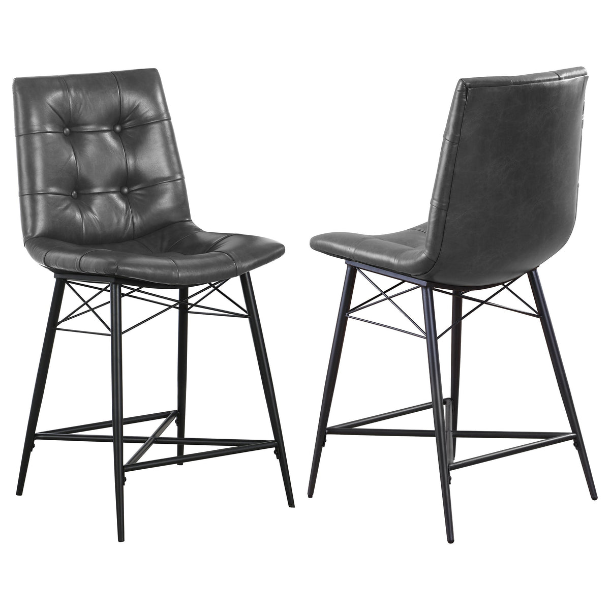 Aiken Upholstered Tufted Counter Chair Brown (Set of 2)