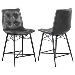 Aiken Upholstered Tufted Counter Chair Brown (Set of 2)