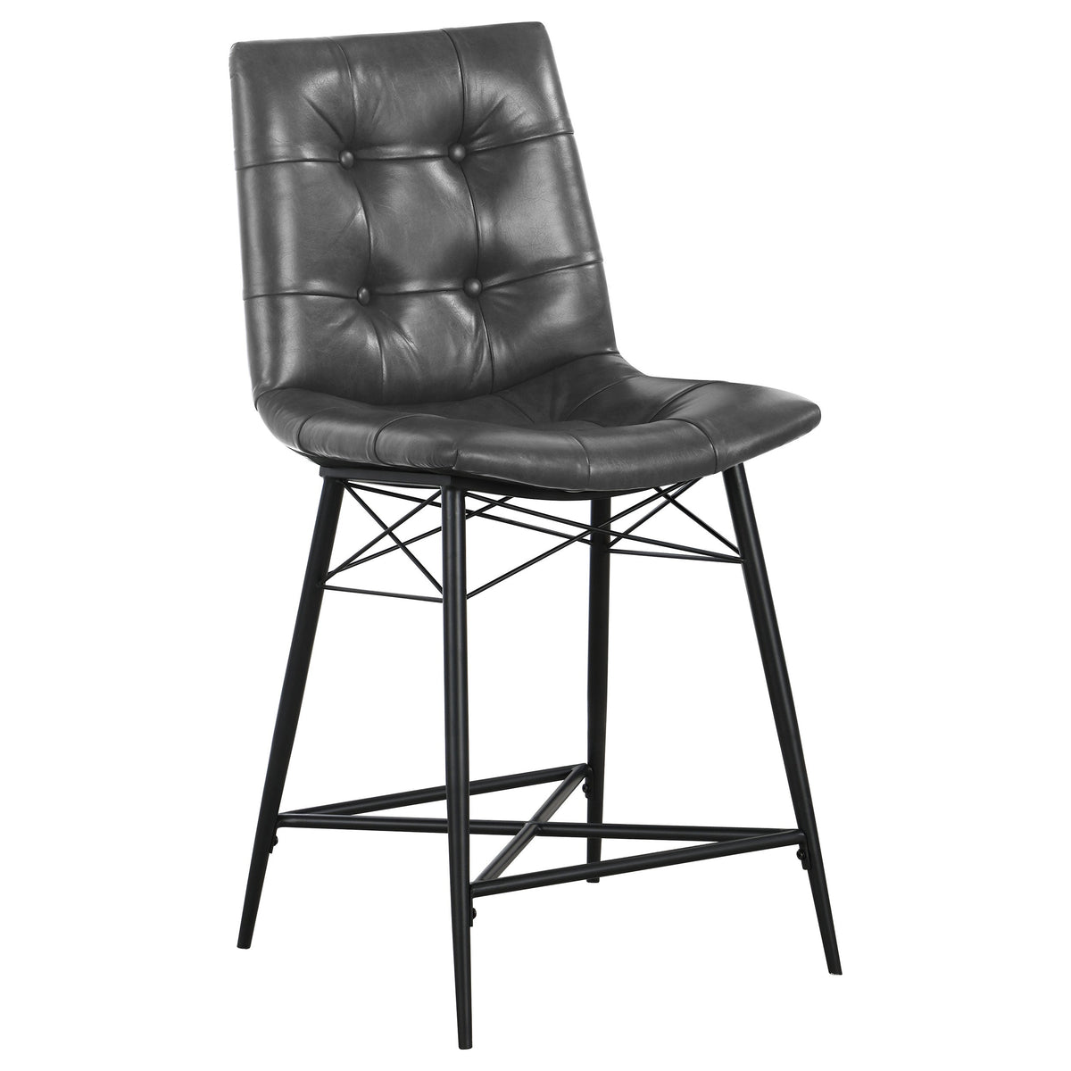 Aiken Upholstered Tufted Counter Chair Brown (Set of 2)