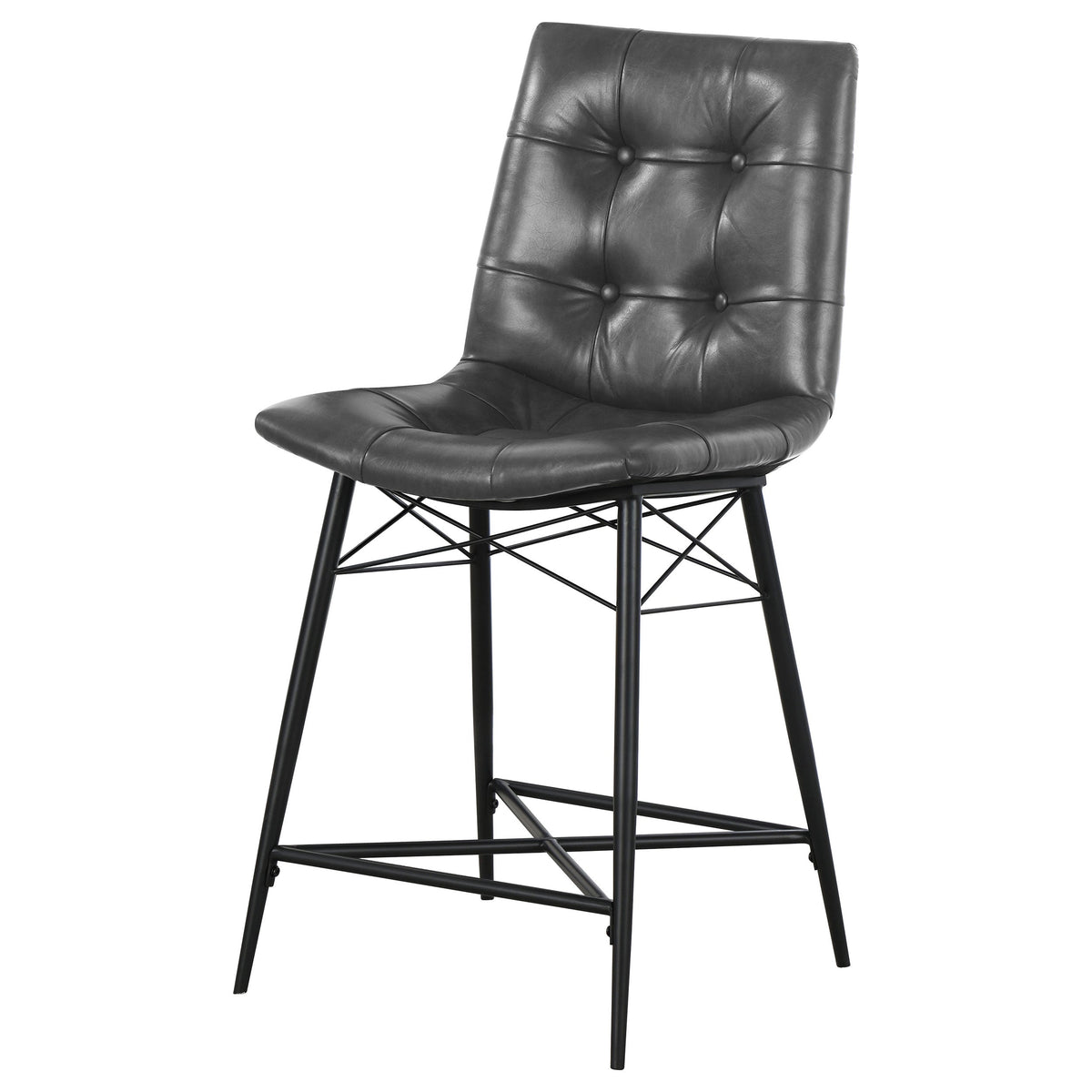 Aiken Upholstered Tufted Counter Chair Brown (Set of 2)