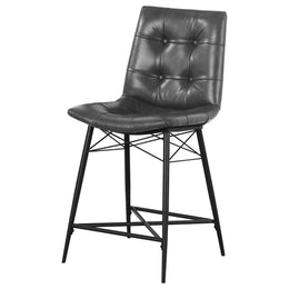 Aiken Upholstered Tufted Counter Chair Brown (Set of 2)