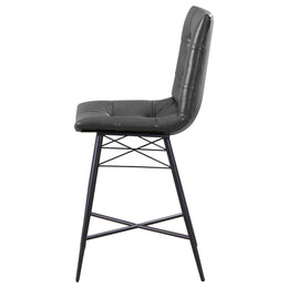 Aiken Upholstered Tufted Counter Chair Brown (Set of 2)