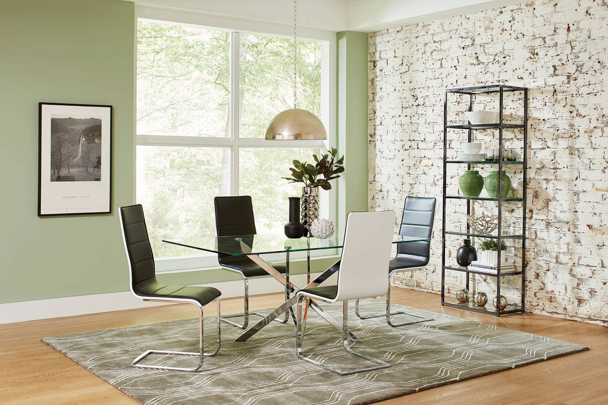 Carmelo  Rectangular Glass Top Dining Set Chrome