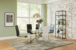 Carmelo  Rectangular Glass Top Dining Set Chrome