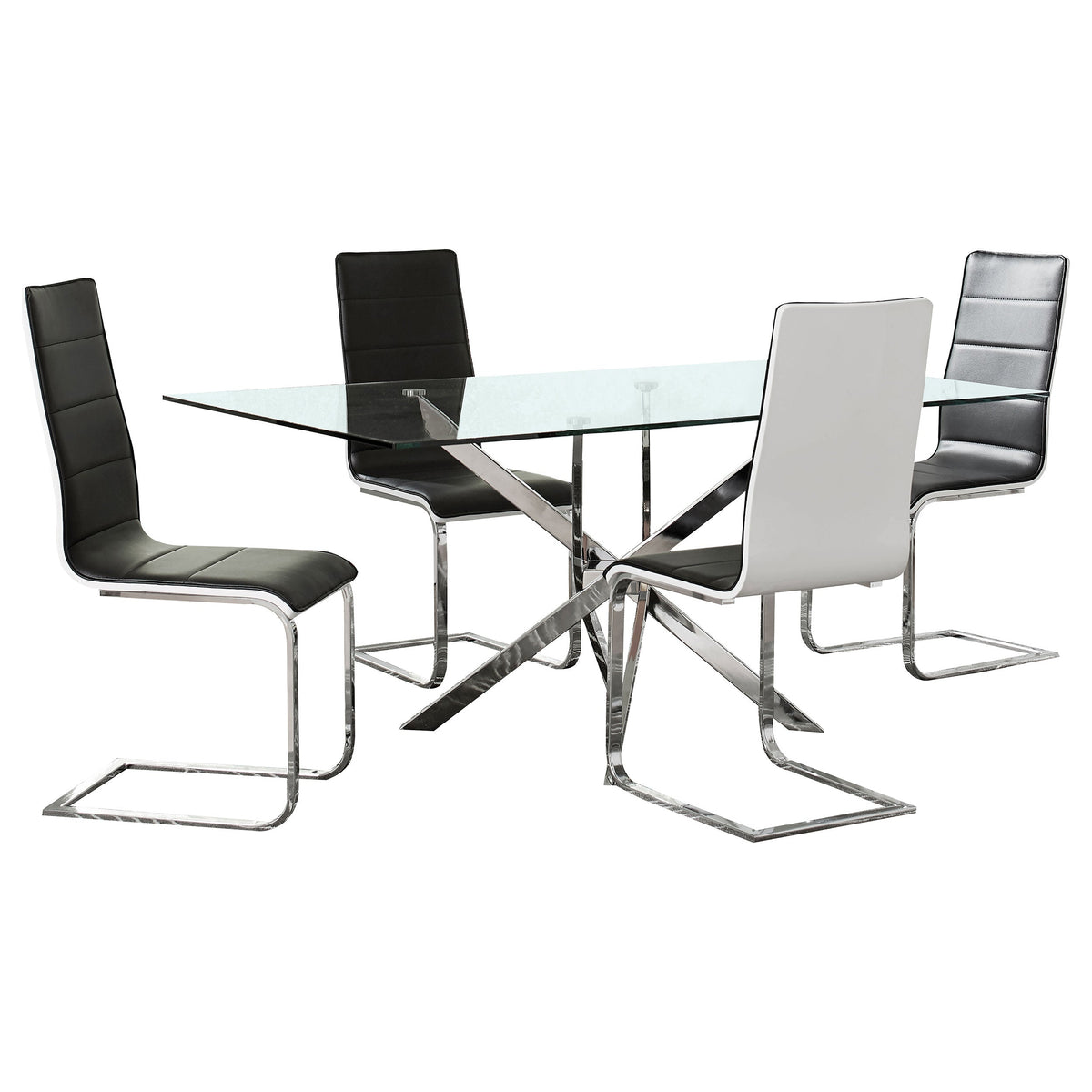 Carmelo  Rectangular Glass Top Dining Set Chrome