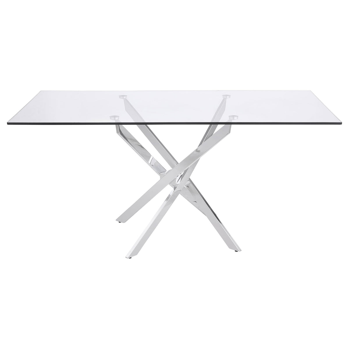 Carmelo  Rectangular Glass Top Dining Set Chrome
