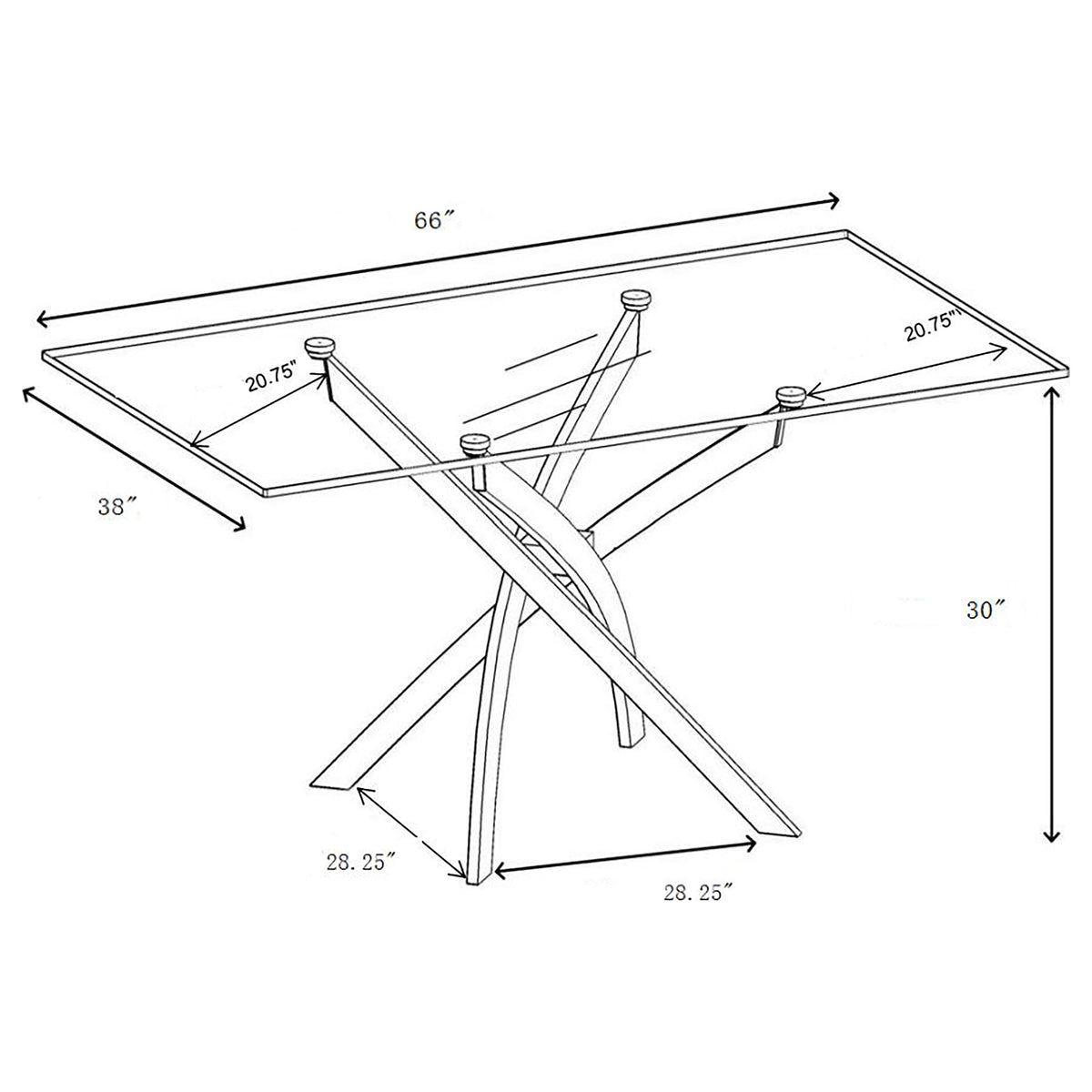 Carmelo  Rectangular Glass Top Dining Set Chrome