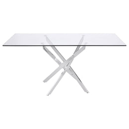 Carmelo Rectangular 66-inch Glass Top Dining Table Chrome