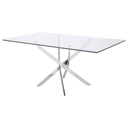 Carmelo Rectangular 66-inch Glass Top Dining Table Chrome