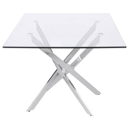 Carmelo Rectangular 66-inch Glass Top Dining Table Chrome