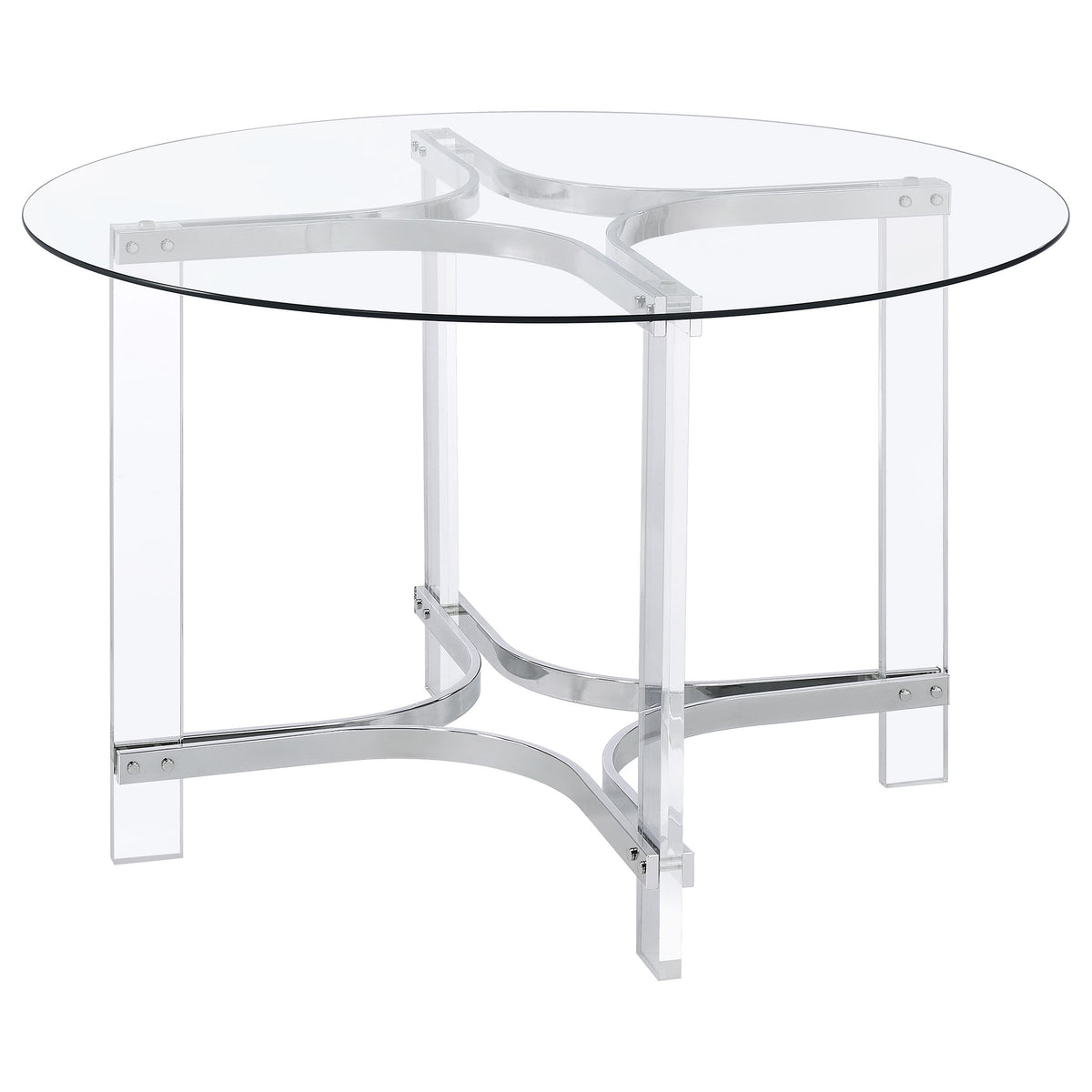 Keeling  Round Glass Top Acrylic Dining Set Chrome