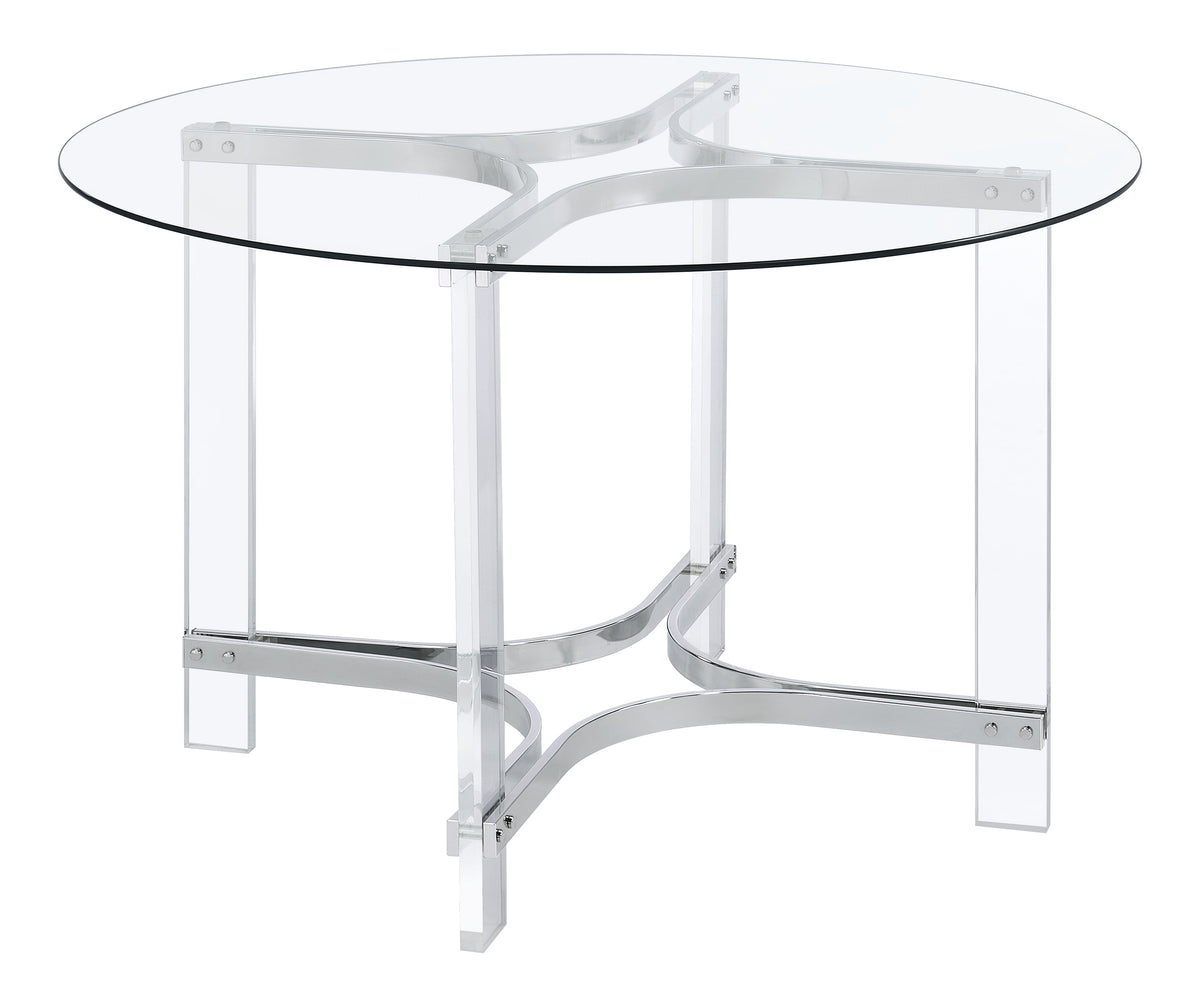 Keeling  Round Glass Top Acrylic Dining Set Chrome